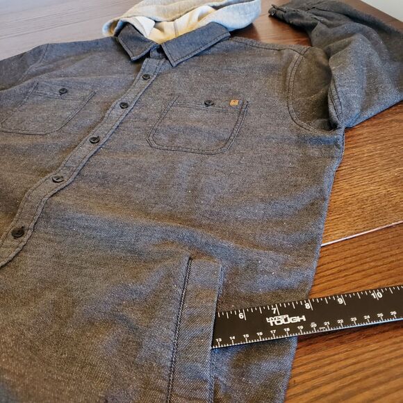 Vtg Rip Curl Youth Shirt w/Hoodie L Gray Button Down Skater Jacket Slant Pockets - Picture 12 of 16